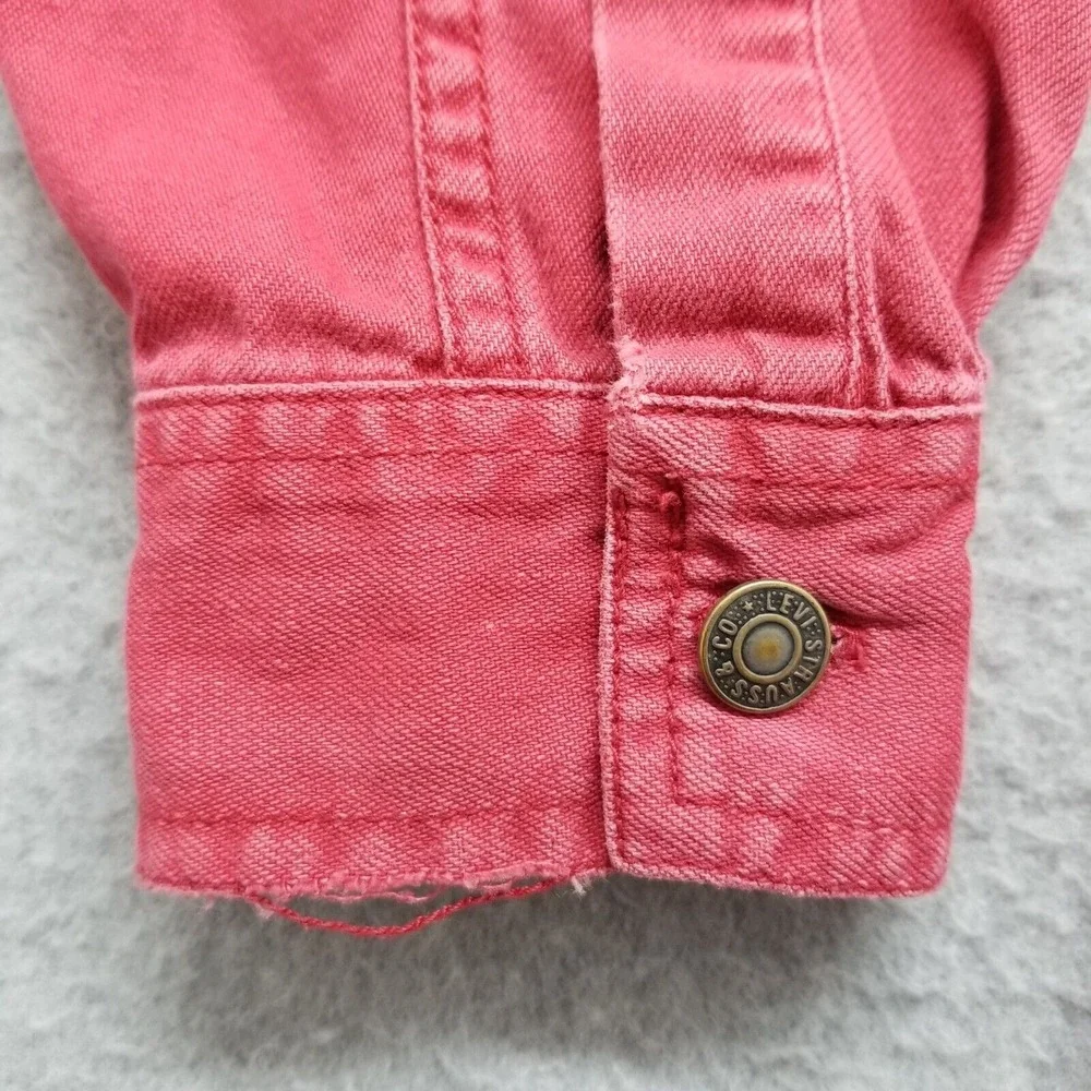 Levis Shirt Mens Medium Red Casual Button Up Long Sleeve Pockets Cotton‎
